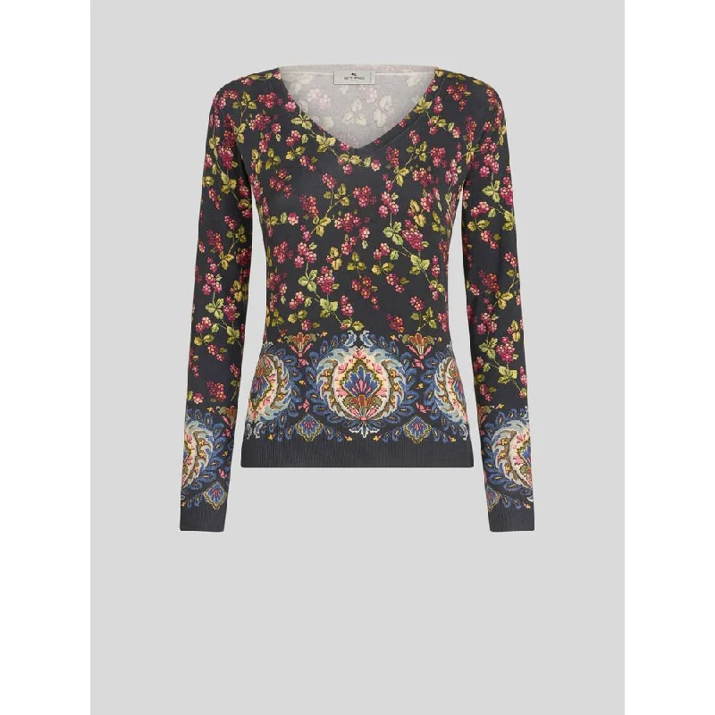 V-NECK PRINTED JUMPER Polka Dot Checkered Tartan