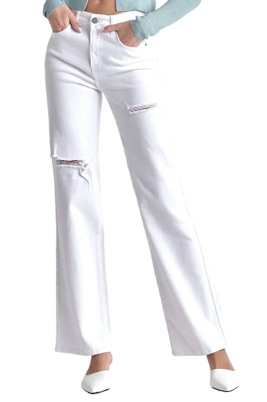 Wide Leg Jean In White Chic Cropped Jeans
