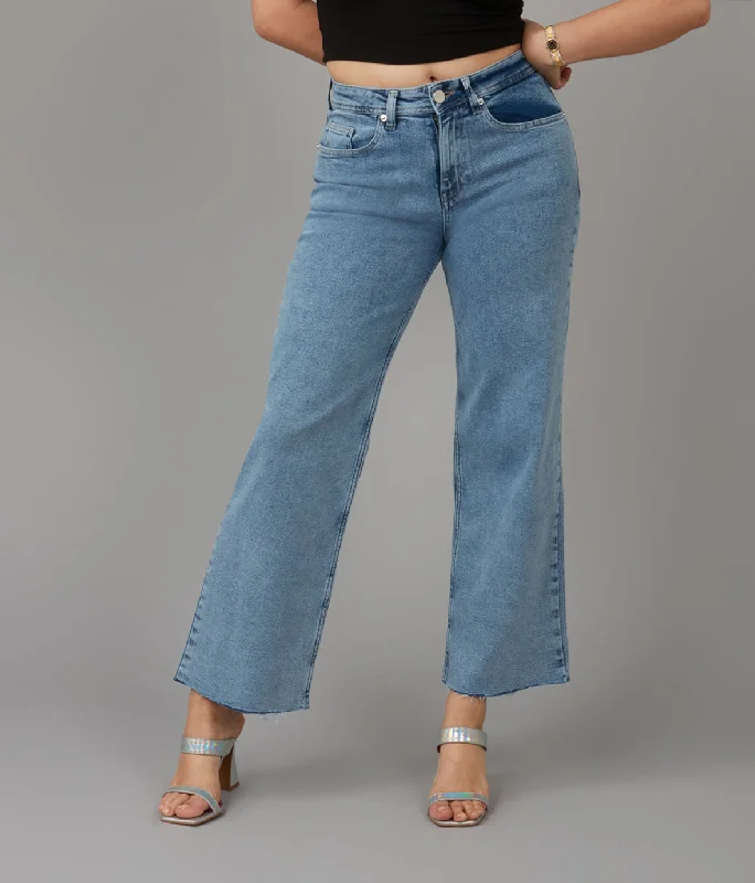 Women's COLETTE-VIB High Rise Wide Leg Jeans Stylish Acid-Wash Jeans
