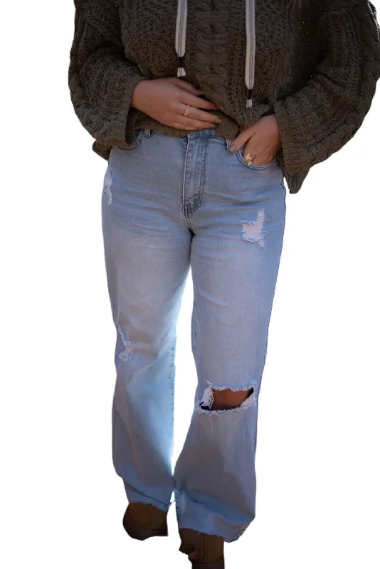 Women's Kendall Wide Leg Jeans In Light Stone Comfortable Jogger Style Jeans