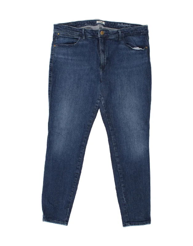 WRANGLER Womens Skinny Jeans W34 L28 Blue Cotton Fashionable Raw Edge Jeans