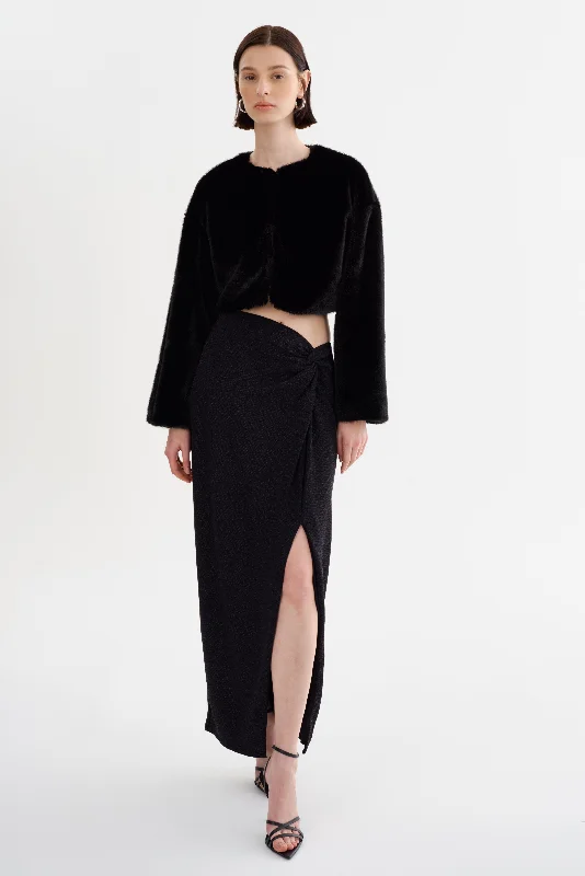 AINSLEE | Lurex Knit Maxi Skirt linen skirt breathable