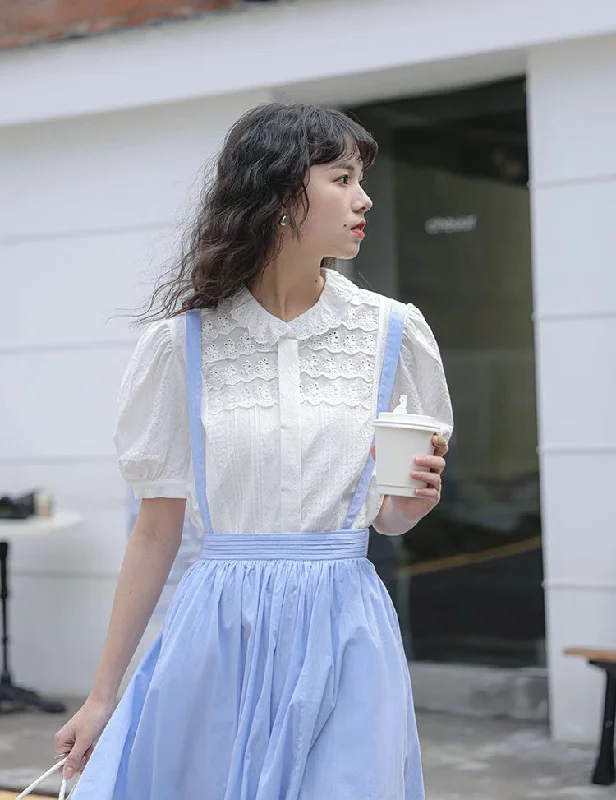 Alice Broderie Blouse (White) Floral Print Blouse