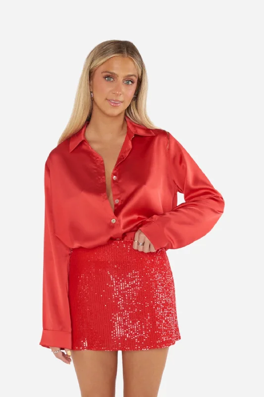 Show Me Your Mumu All Night Skort in Red Sequins lace skirt delicate