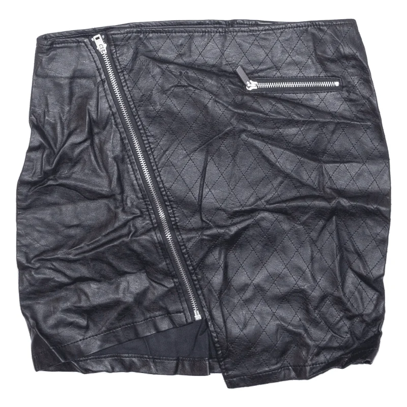 AMISU Faux Leather Front Zip Womens Pencil Skirt Black Short UK 10 wool skirt breathable