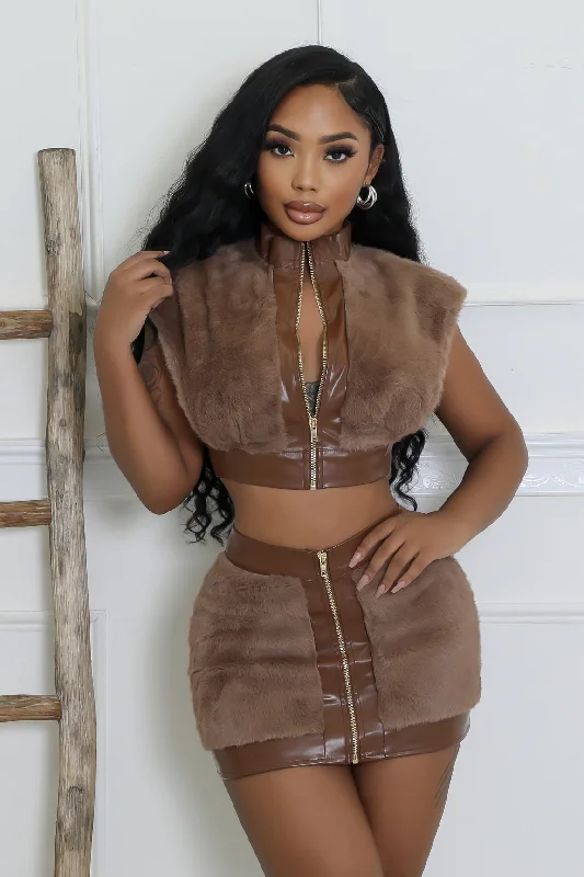 Back Outside Skirt Set velvet skirt glossy