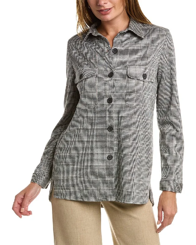 Max Studio Double Knit Shacket Textured Cotton Blouse