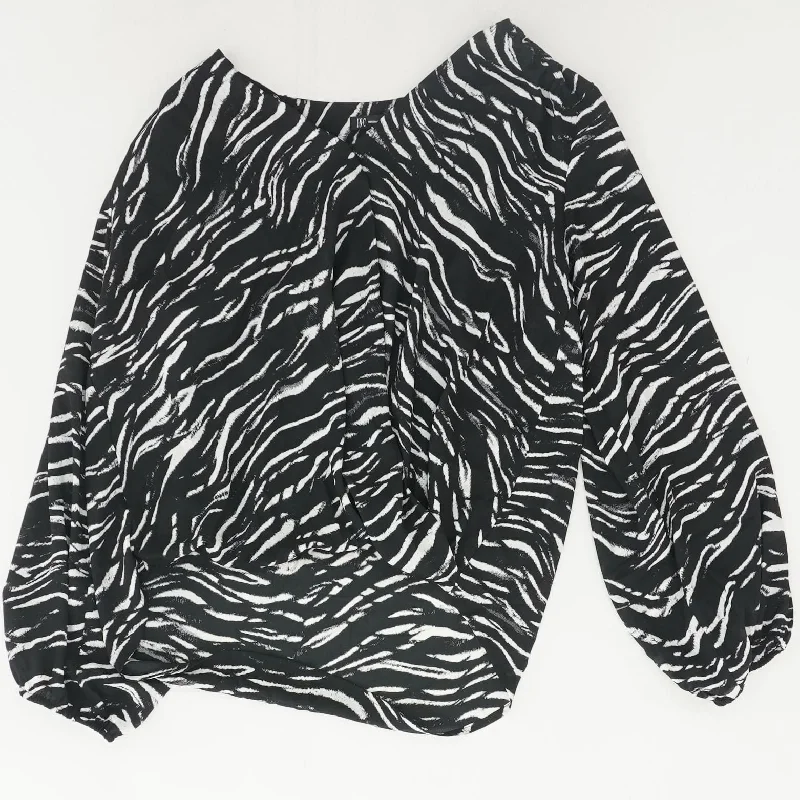 Black Graphic Long Sleeve Blouse Modern Oversized Blouse
