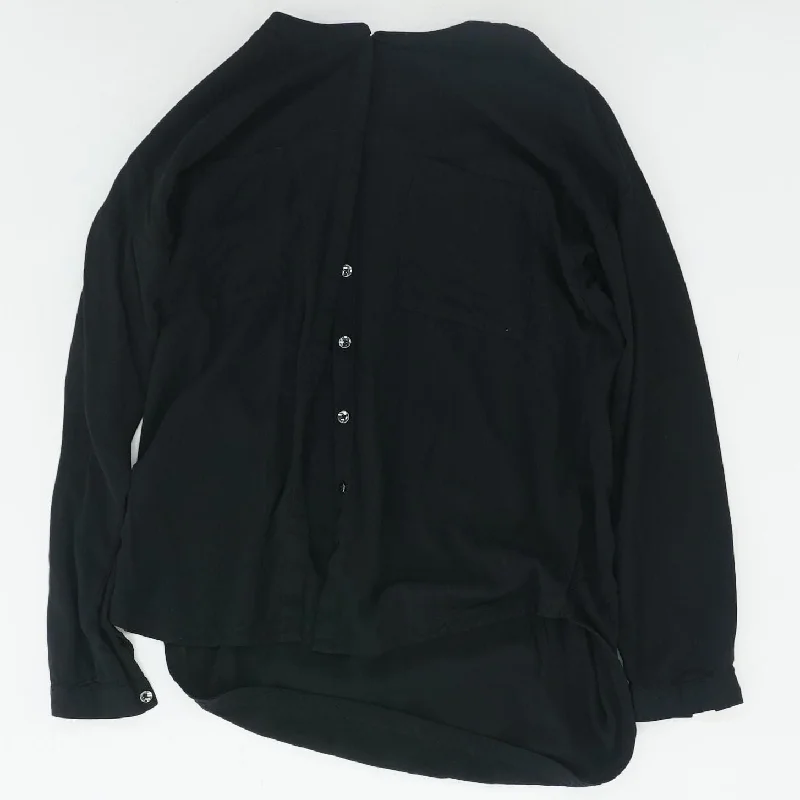 Black Solid Long Sleeve Blouse Floral Print Blouse