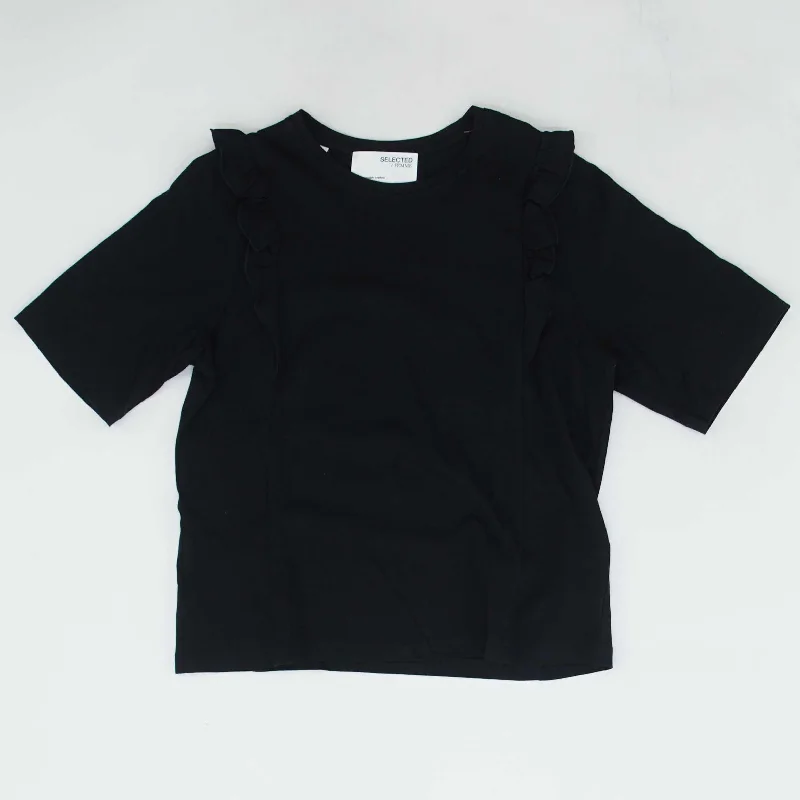 Black Solid Short Sleeve Blouse Short Sleeve Blouse