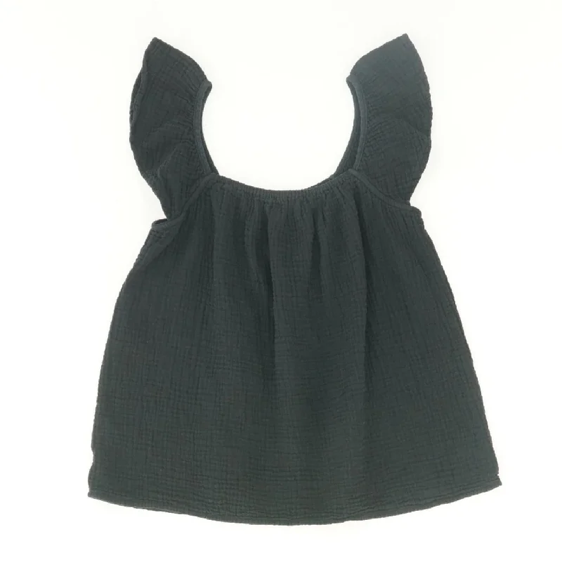 Black Solid Sleeveless Blouse Balloon Sleeve Blouse