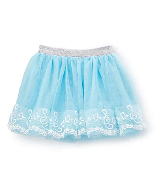 Blue Music Note Lace Trim Tutu Skirt lace skirt intricate