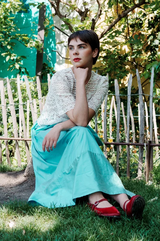 Bobbie Skirt in Aqua Silk seamless skirt comfort