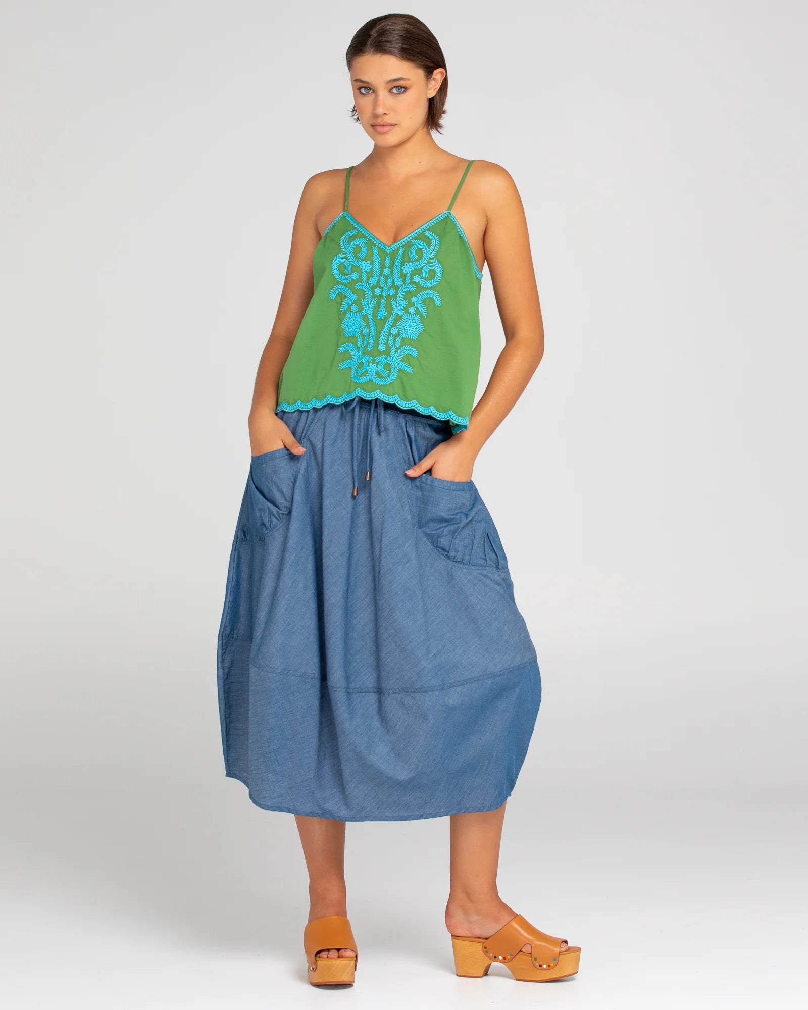 Boom Shankar Guru Skirt -  Chambray modal blend skirt