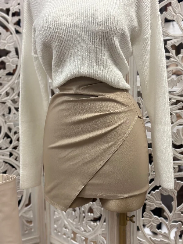Champagne Wrapped Skirt velvet skirt glossy