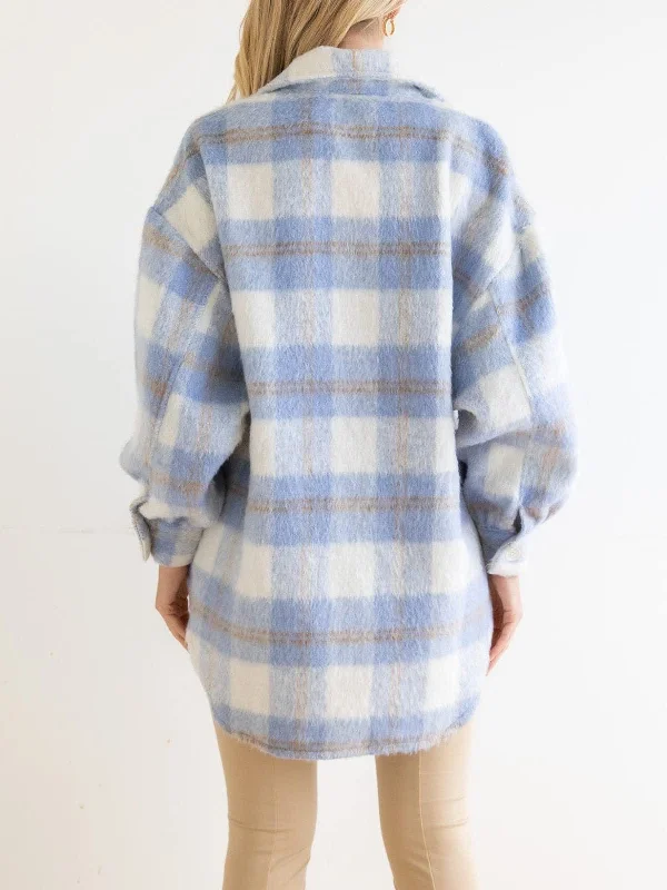 Comfy Plaid Shacket for Fall Casual Relaxed Blouse