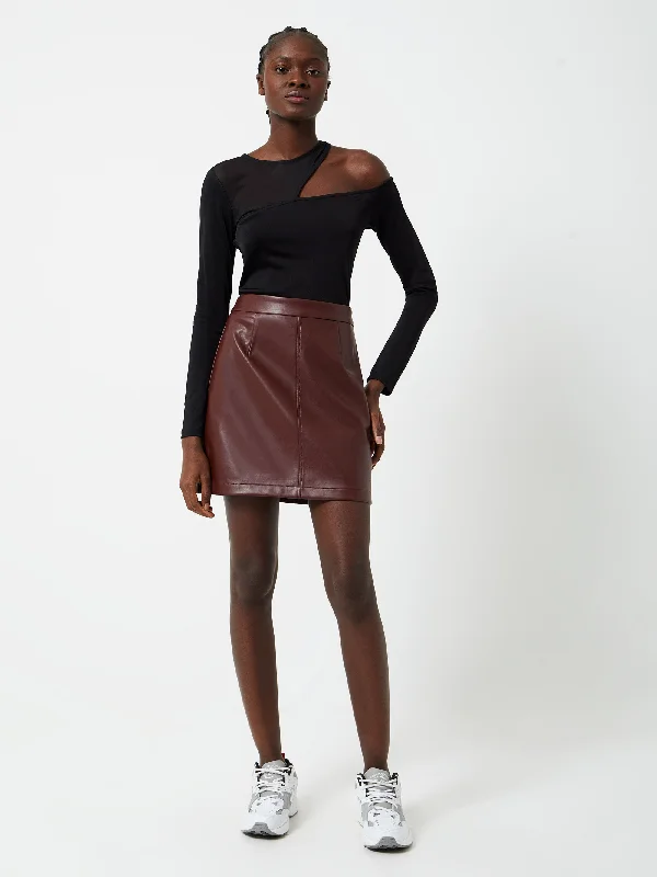 Crolenda PU Mini Skirt belted skirt waist