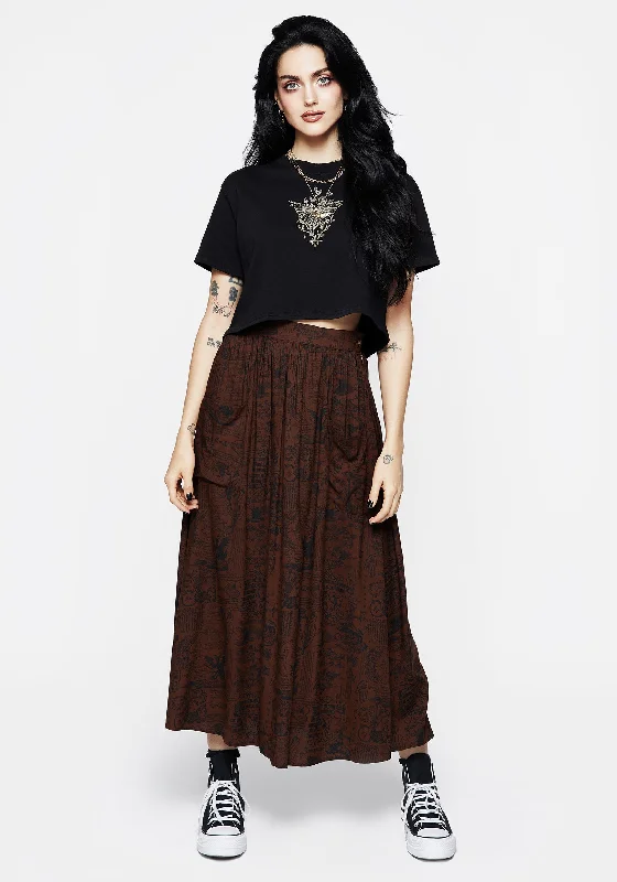 Daemonologie Woodcut Print Midaxi Skirt chiffon skirt airy