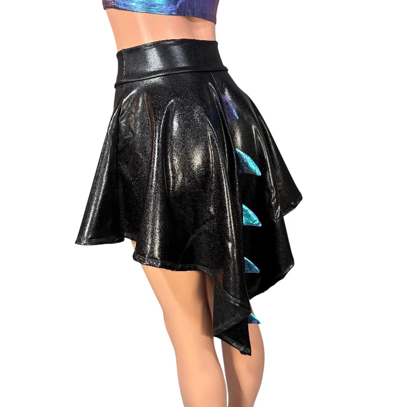 Dragon Tail Skirt in Black Metallic wool skirt thick