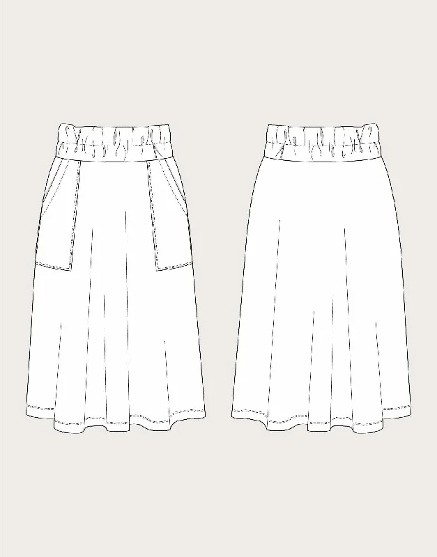 Elastic Waist Maxi Skirt Sewing Pattern, The Assembly Line chiffon skirt lightweight
