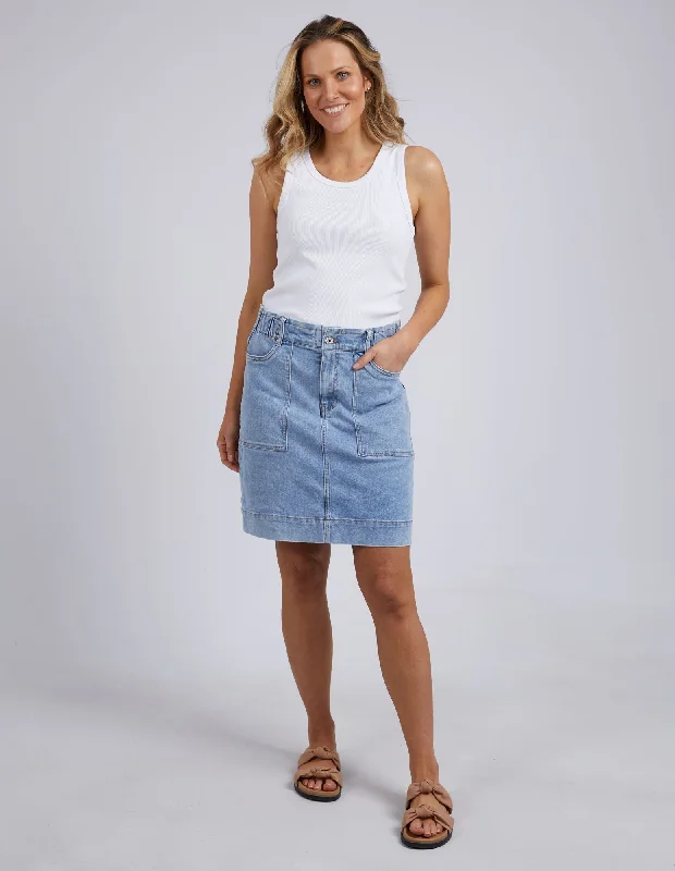 Elm Atlas Denim Skirt velvet skirt luxurious