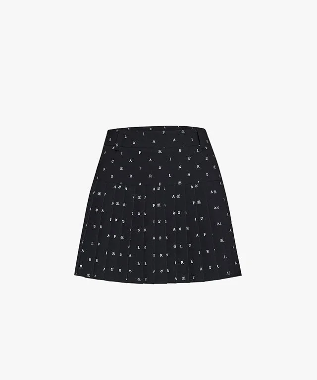 [Final Sale] FAIRLIAR Pattern Pleated Skirt - Black cashmere skirt rich