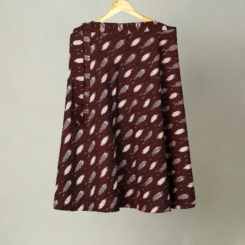 Maroon - Handmade Cotton Wrap Around Pochampally Ikat Skirt  07 linen skirt airy