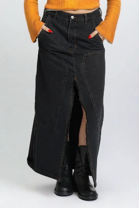 Hilda Denim Midi Skirt linen skirt natural