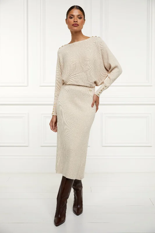 Leyla Knitted Skirt (Oatmeal) tiered skirt playful