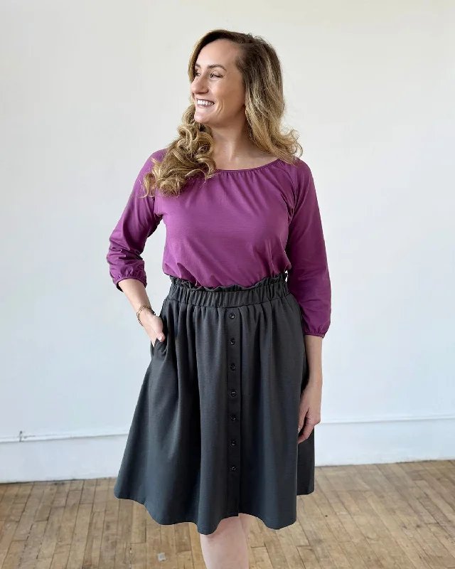 LUCINDA doubleknit skirt in Charcoal Blue floral skirt print