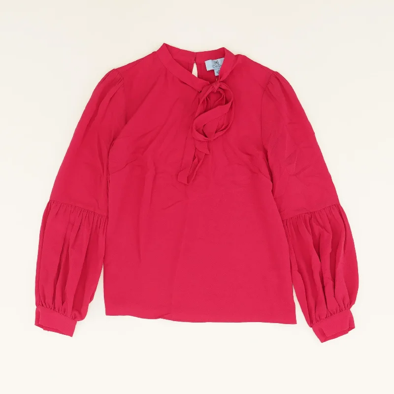 Magenta Solid Long Sleeve Blouse Soft Modal Blouse