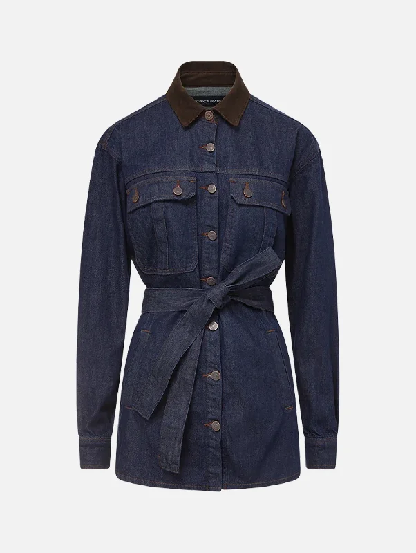 Mikaela Shacket in Indigo Rinse Stylish Wrap Blouse