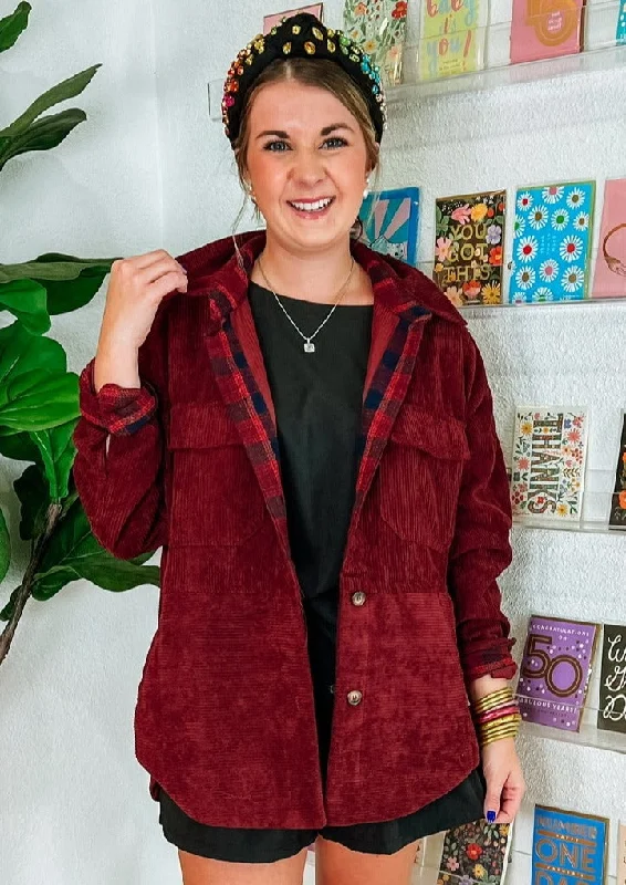 Monica Shacket - Merlot Classic Minimalist Blouse