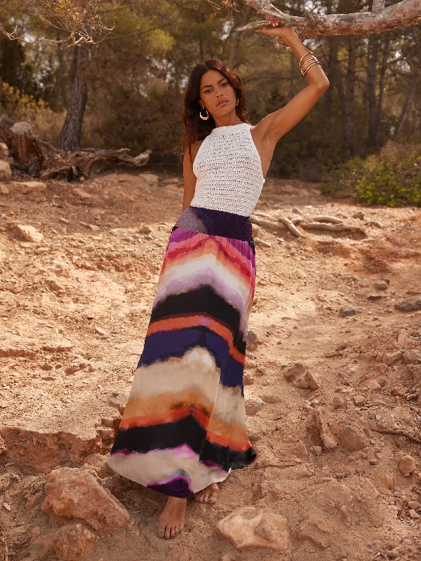 Multi Chevron Stripe Print Skirt lace skirt elegant