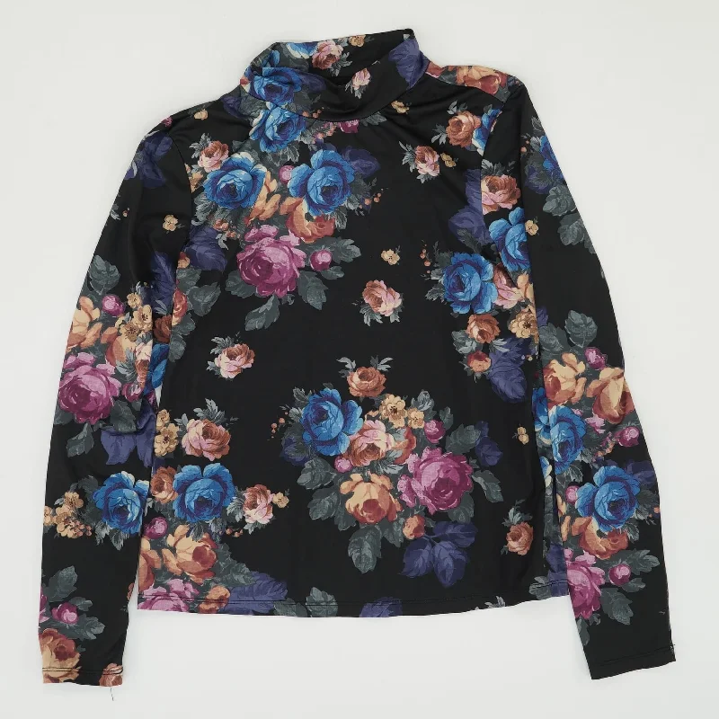 Multi Floral Long Sleeve Blouse Feminine Tie Blouse