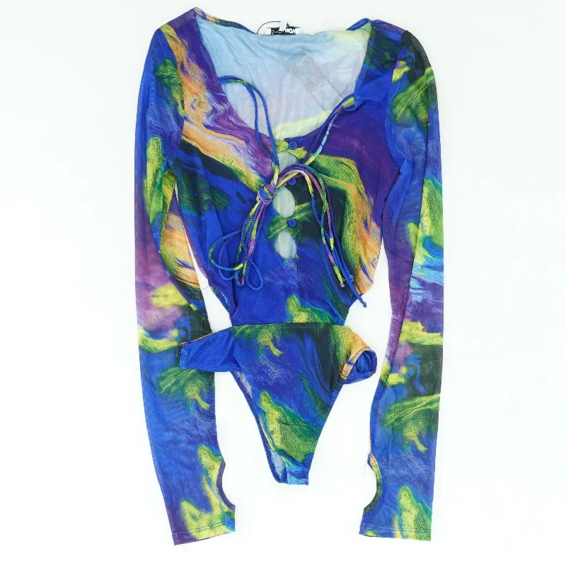 Multi Graphic Long Sleeve Blouse Slim Fit Blouse
