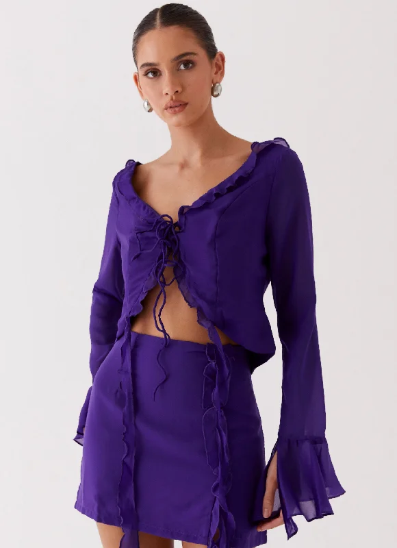 My Favourite Part Blouse - Violet Elegant Embroidery Blouse