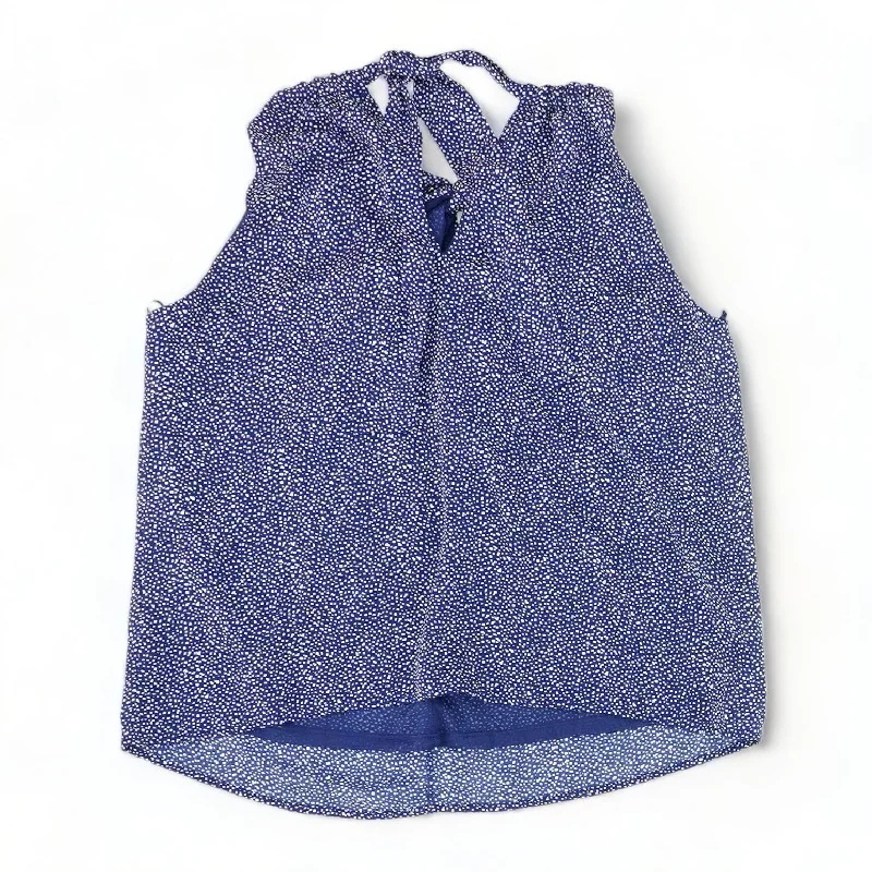 Navy Polka Dot Sleeveless Blouse Cotton Casual Blouse