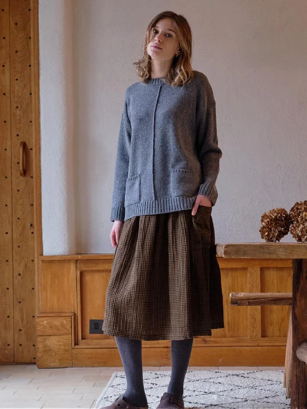 Nora Cotton Skirt | Olive Check silk skirt luxurious