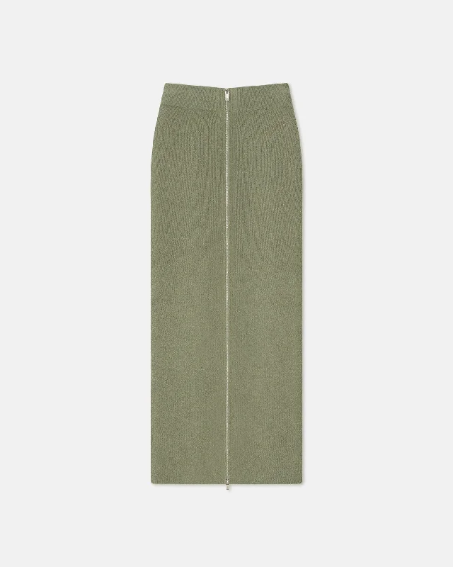 Nima - Terry-Knit Midi Skirt - Faded Sage slim fit skirt