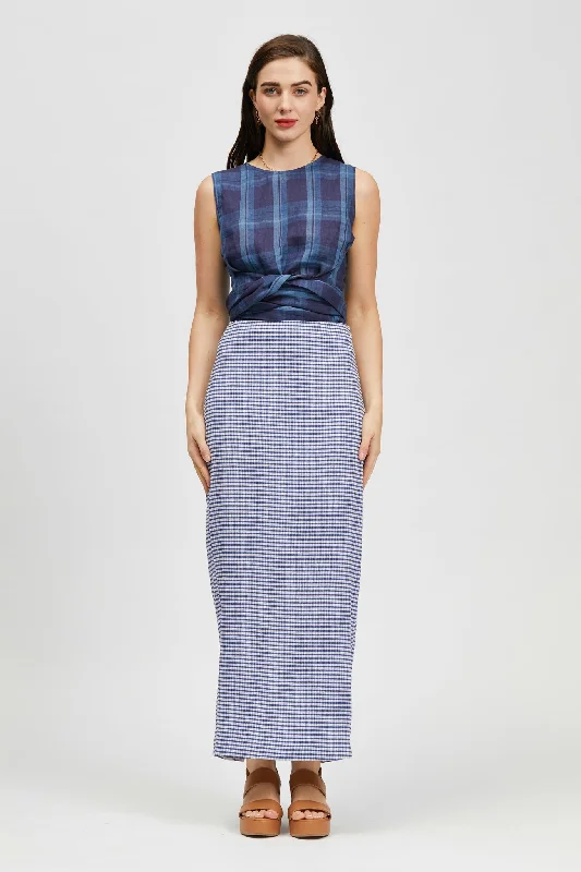 Obrigado Skirt Blue/White Check mini skirt trendy