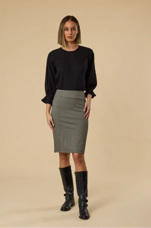 Olivia Pull On Skirt - Taupe leather skirt durable