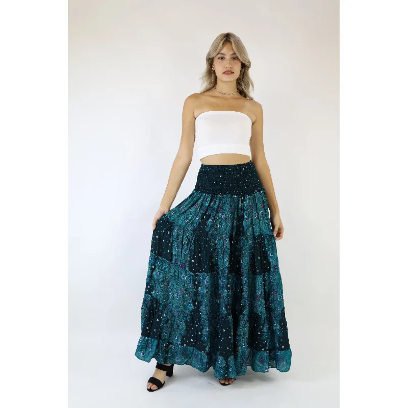 Peacock Heaven Women's Skirt in Green SK0092 020058 05 leather skirt bold