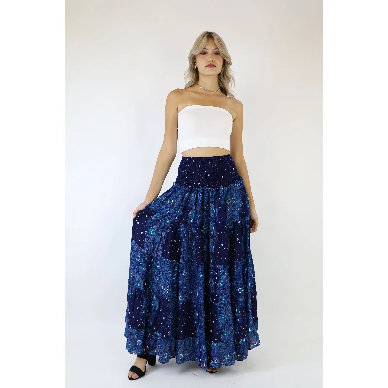 Peacock Heaven Women's Skirt in Navy Blue SK0092 020058 03 elastic waist skirt