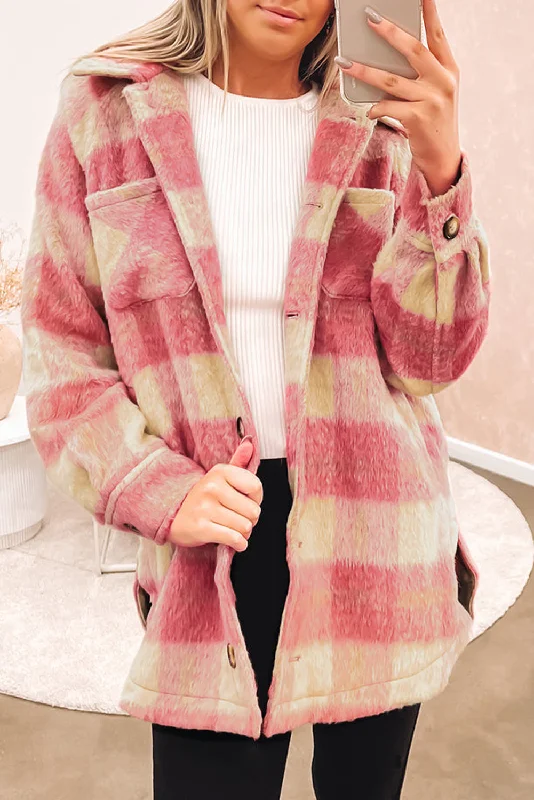 Pink Buffalo Check Shacket Smart Casual Blouse
