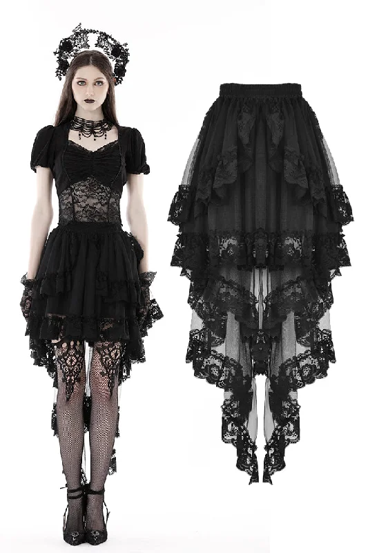 Punk frilly lace swallow tail skirt  KW294 velvet skirt rich