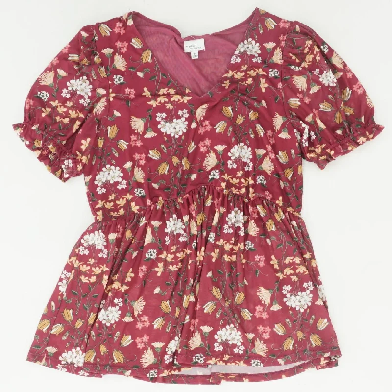 Purple Floral Short Sleeve Blouse Short Sleeve Blouse