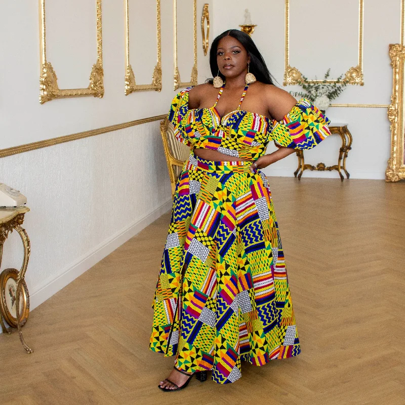 Rainbow Kente Maxi Skirt silk skirt lustrous