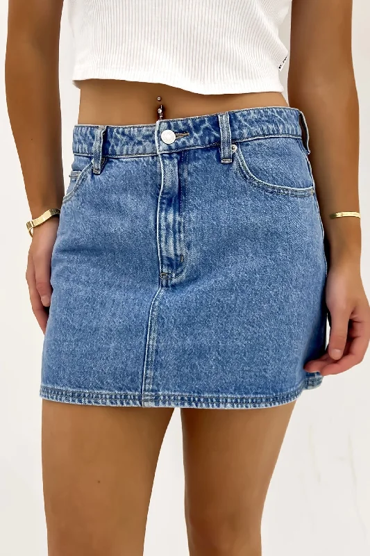Relaxed Mini Skirt Brooklyn Blue silk skirt lustrous