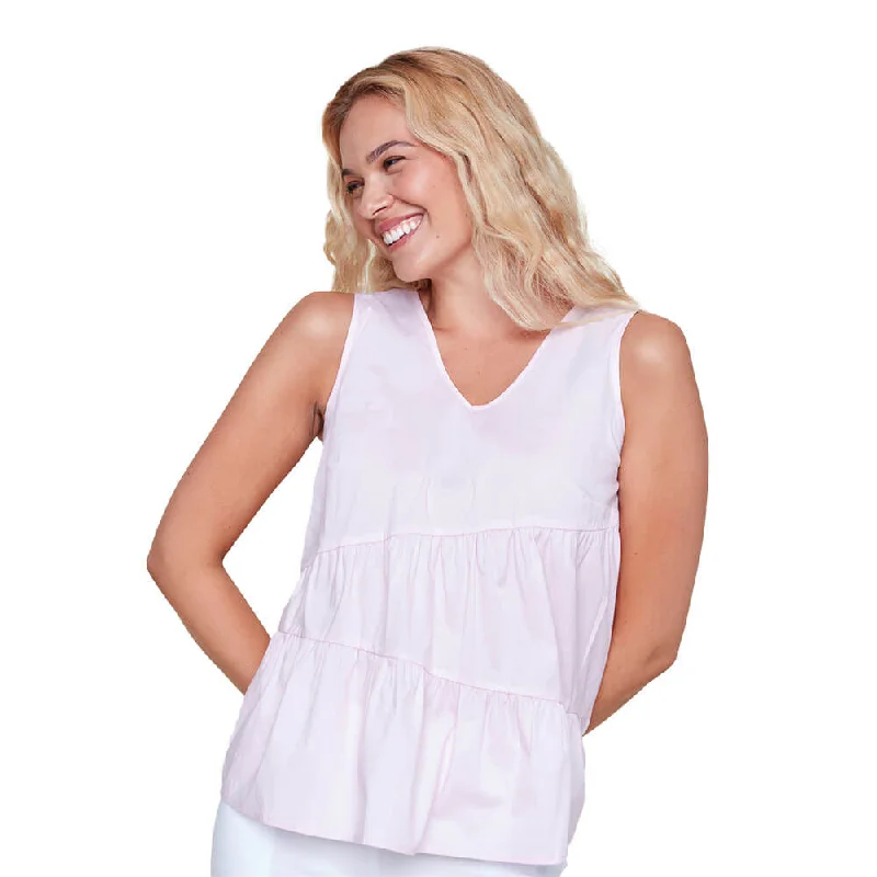 Renuar Ruffle Sleeveless Blouse - Bloom Pleated Collar Blouse